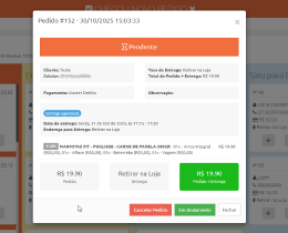 Pedido chegando